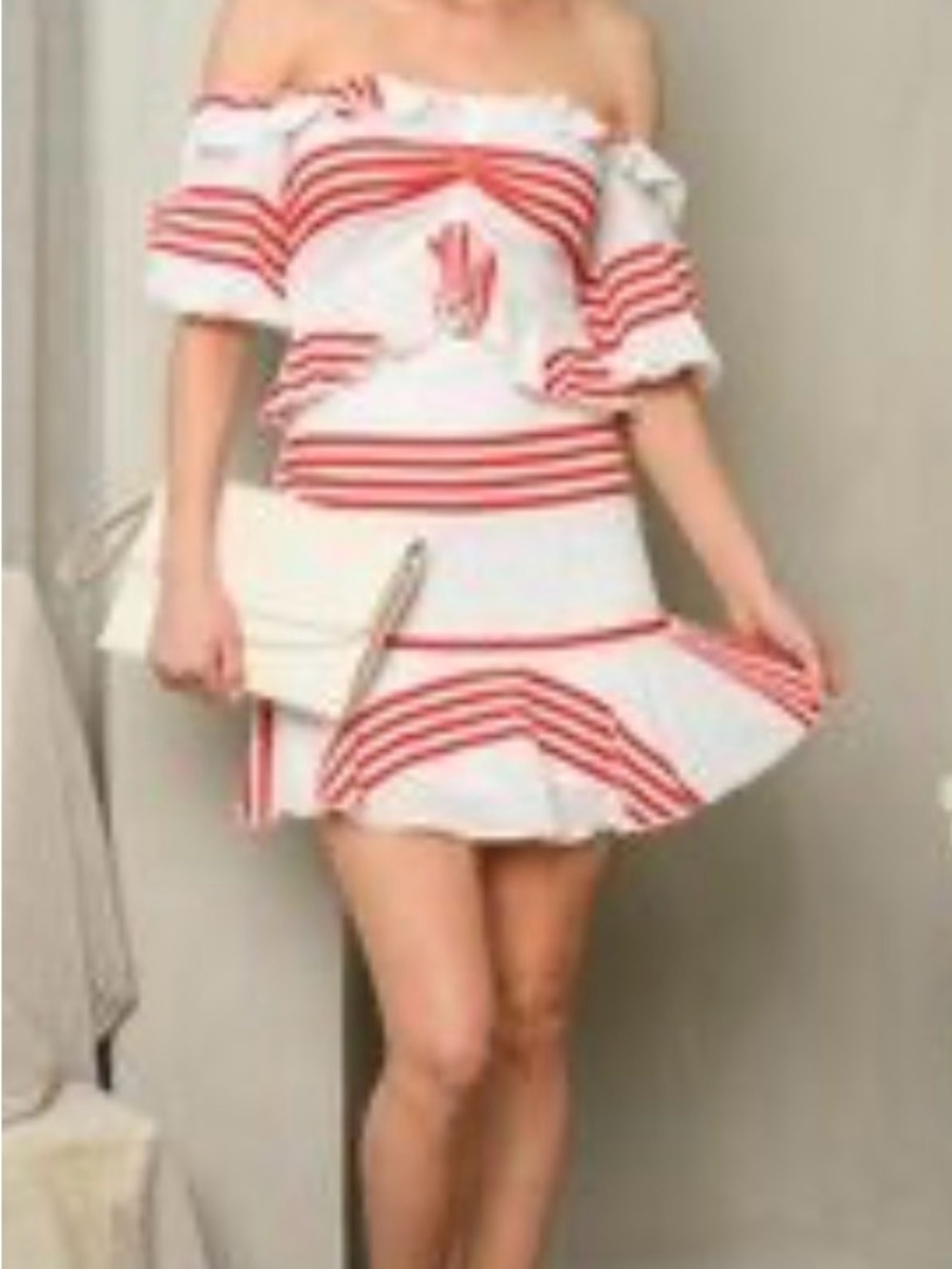 Franco Sarto White Dress with Red Stripes